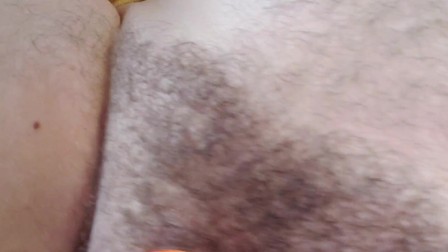 SMOKING  AND SHOWING THE HAIRY BODY, UNCUT GUY