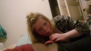 Blond 19 year old sucking her bbc