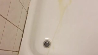 Pissing in the dormroom's shower with my huge dick