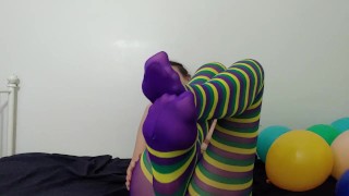 Crazy stockings tease - may appeal to socks and feet fetishists I guess