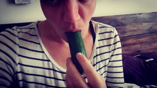 BJ on cucmber....just a quick preview of what I can do with a proper cock
