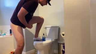 Masturbate Uncut Cock with a Big Dildo in my Ass