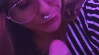 Raver Slut Sucks Huge Cock