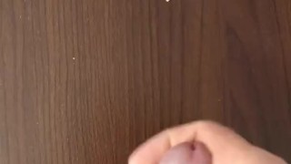 horny guy masturbates with homemade flshlight