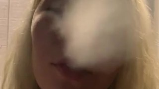 Smoking a cigarette outside