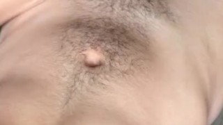 Horny teen moan while cum in his abs 