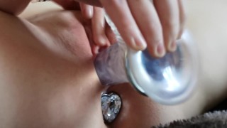Solo session with plug and dildo