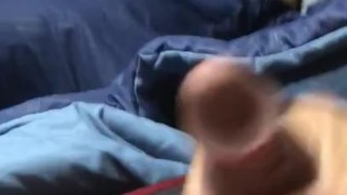 Lumberjack strokes his big dick for size puppet