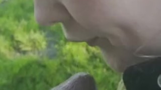 Blond wife sucks Dick next to highway