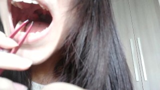 [Preview] Giantess shows a tiny his mouth and scares him