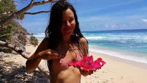 ENJOY Painting my Nake Body with DRAGON Fruit # Fun on Paradise Beach