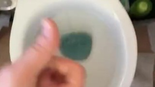 Wanking my cock in the bathroom with huge cumshot 