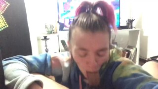 POV amateur facial while smoking