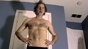 Older man strips naked and jerks off solo for cumshot on cam