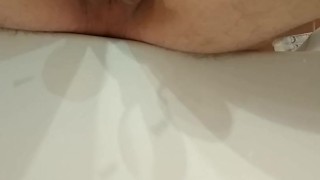 Selfie, two needles into the testicles, cbt play