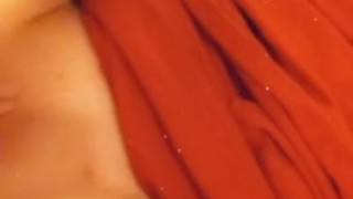 Horny girl fucks herself with glass dildo 