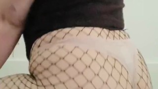 goth girlfriend shows off in her fishnets
