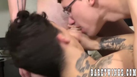 Wild threesome bareback sex with young homosexuals