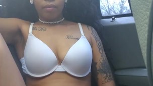 Petite Ebony Super Squirter Let's Loose In Car After Walk In The Park