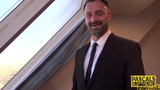 Throated submissive gets fucked and whipped