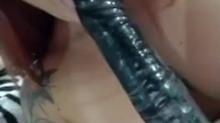 Hot Big Boobs Girl Sucking a BBC Dildo - Inked Brazilian model