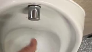 Wanking my hard cock in public toilets with big cumshot 