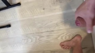 Huge cumshot on my bedroom floor, straight boy going bi 