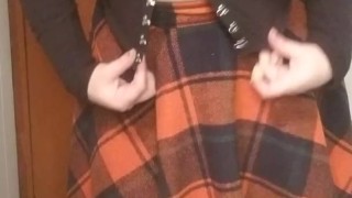 Goth slowly strips to give you a show and a strip tease