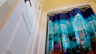 Fat Ass with Man Tits Hops in the Shower for Wipe Down