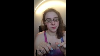 POV striptease from busty brunette stoner