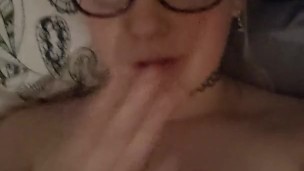 Selfie JOI cute glasses girl next door begs for Daddy's cock