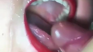 close up big cum in mouth 