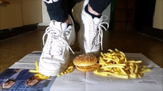 Burger Crushing with Fila Disruptor Sneaker (Trailer)