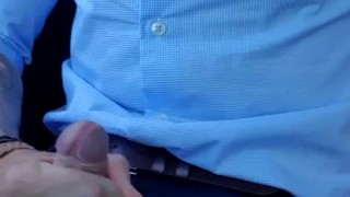 Hot daddy, cums all over his suit in public car park