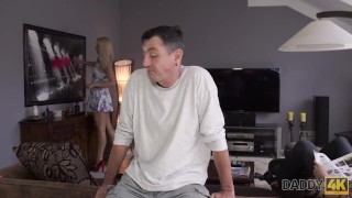 DADDY4K. Dude catches blonde sucking dads hard cock