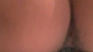 Ebony takes on thick bbc dildo until she creams and her legs shake