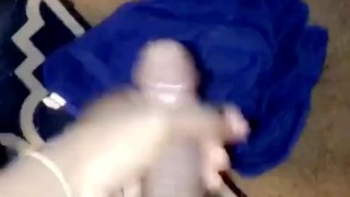 stroking my big black dick while moaning and cumming