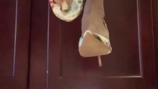 Foot fetish ebony tries new heels