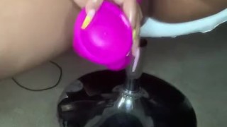 Sexy ebony milf squirts on camera!