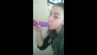 Snapchat compilation of Emerald vs 8 Inch Purple Dildo