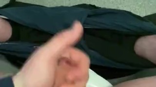 cruising In public toilets wanking my hard cock with big cumshot 