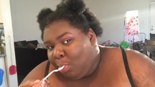 EBONY BBW EATS SOUL FOOD | with sound 