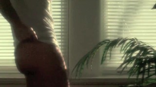 Home movie sexy guy strips and strokes big cock striptease dance