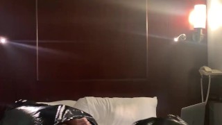 SELF BONDAGE BREATHPLAY IN PLASTIC BAG CUM