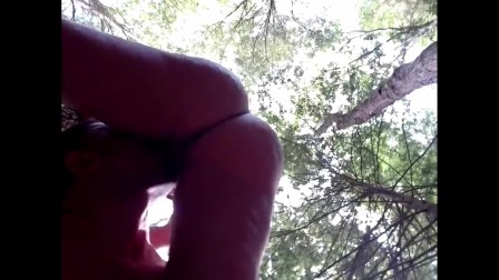 POV Hot Risky Strap on Pegging outdoors in the woods! Pussy Licking & Hard fast anal Fuck!