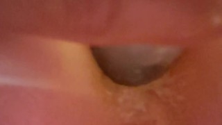 Cute teen rides his dildo until he cums hard as fuck
