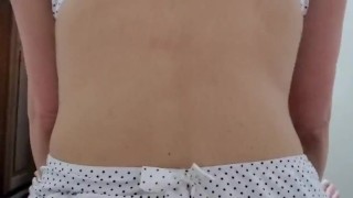 Horny housewife rides boyfriends cock in reverse cowgirl