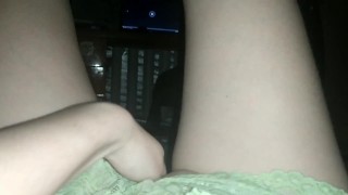  girl masturbation (sweetly masturbates while everyone is )