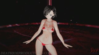MMD SFW Sexy Red Mitsu - Pole Dance 1088