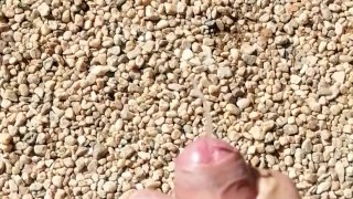 Cumming somewhere in public